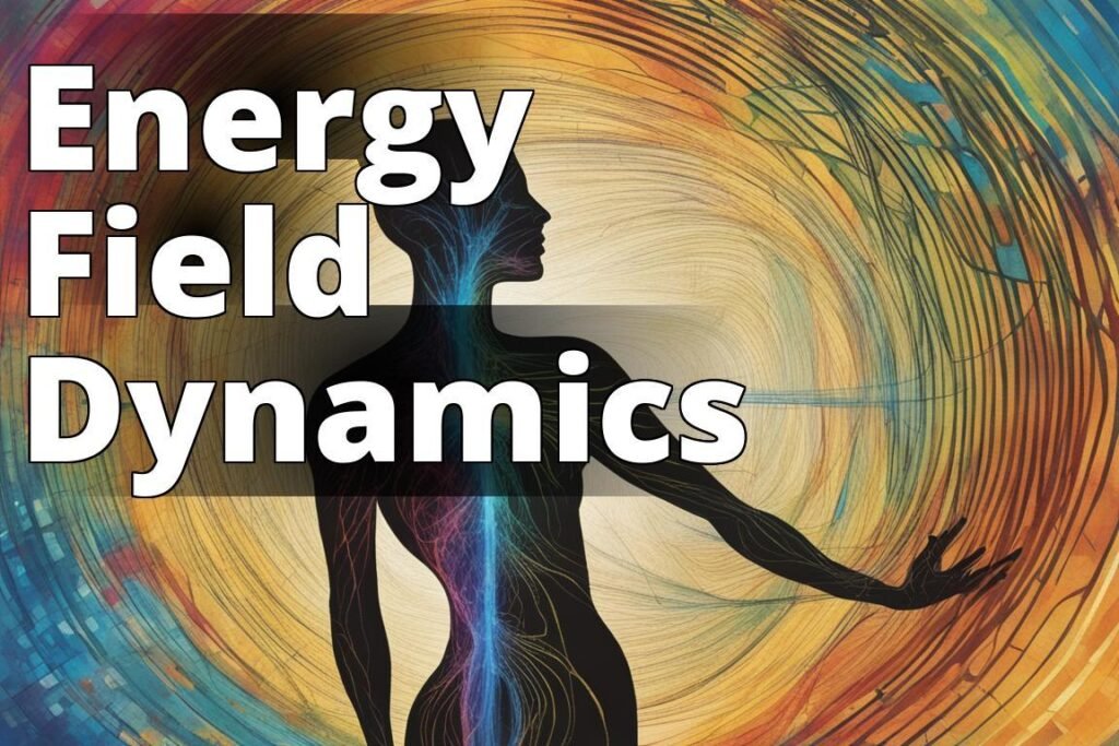 An abstract and artistic representation of energy fields surrounding a human figure