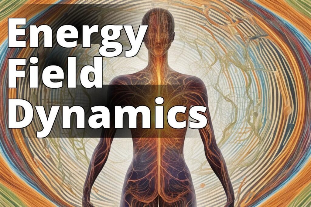 An abstract representation of energy fields surrounding a human body