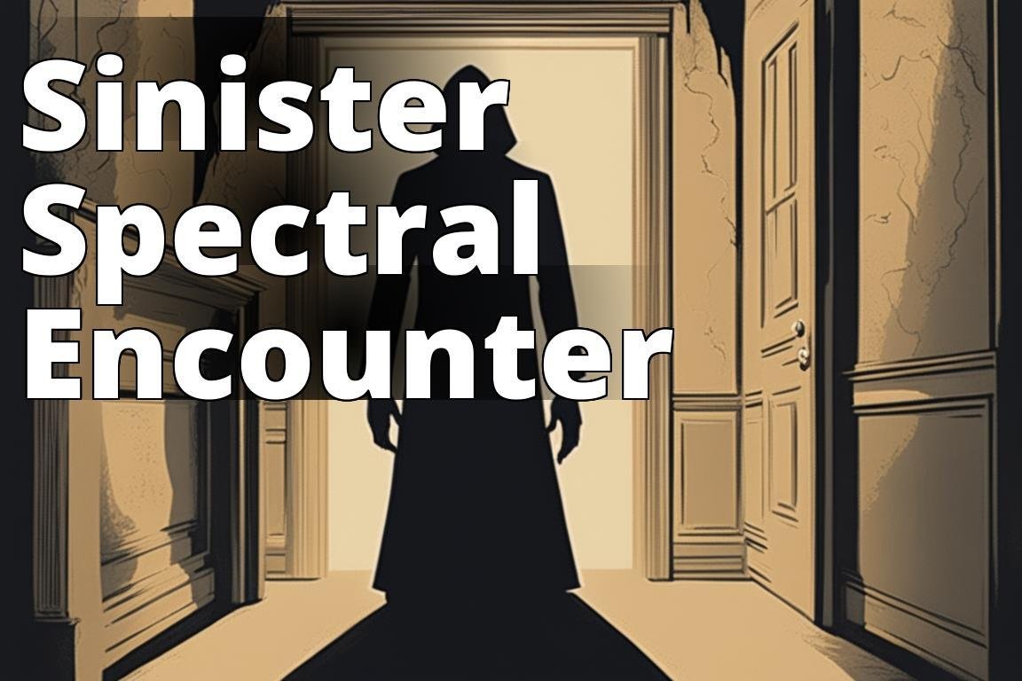 An eerie silhouette of a shadowy figure with glowing eyes lurking in a dimly lit room